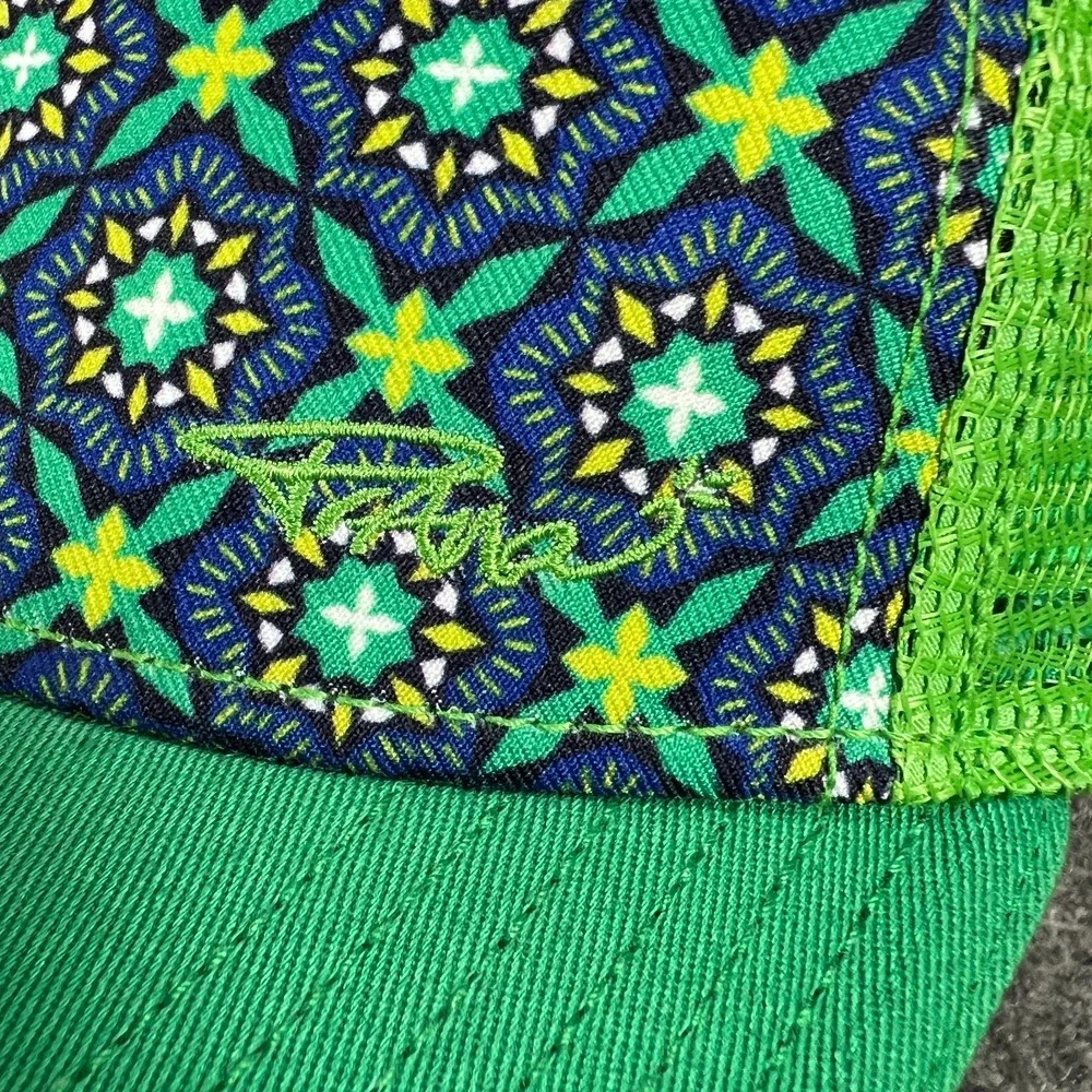 Prana‎ Hat Cap Womens Snap Back Mesh Trucker Green Geometric OSFM Outdoor